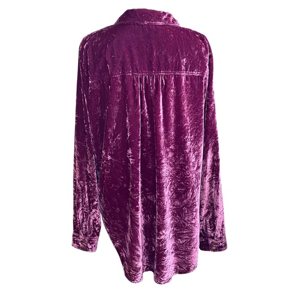 Anthropologie Pilcro The Hadley Relaxed Crinkled Velvet Button-Front Shirt XL - Picture 3 of 11